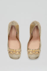 Shoes | Women Scanlan Theodore GOLD TRIM SQUARE TOE PUMP 9.5 Light.gold