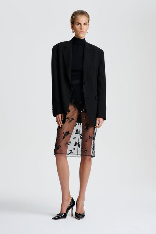 Skirts | Women Scanlan Theodore BEADED TULLE PENCIL SKIRT Black