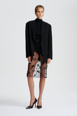 Skirts | Women Scanlan Theodore BEADED TULLE PENCIL SKIRT Black