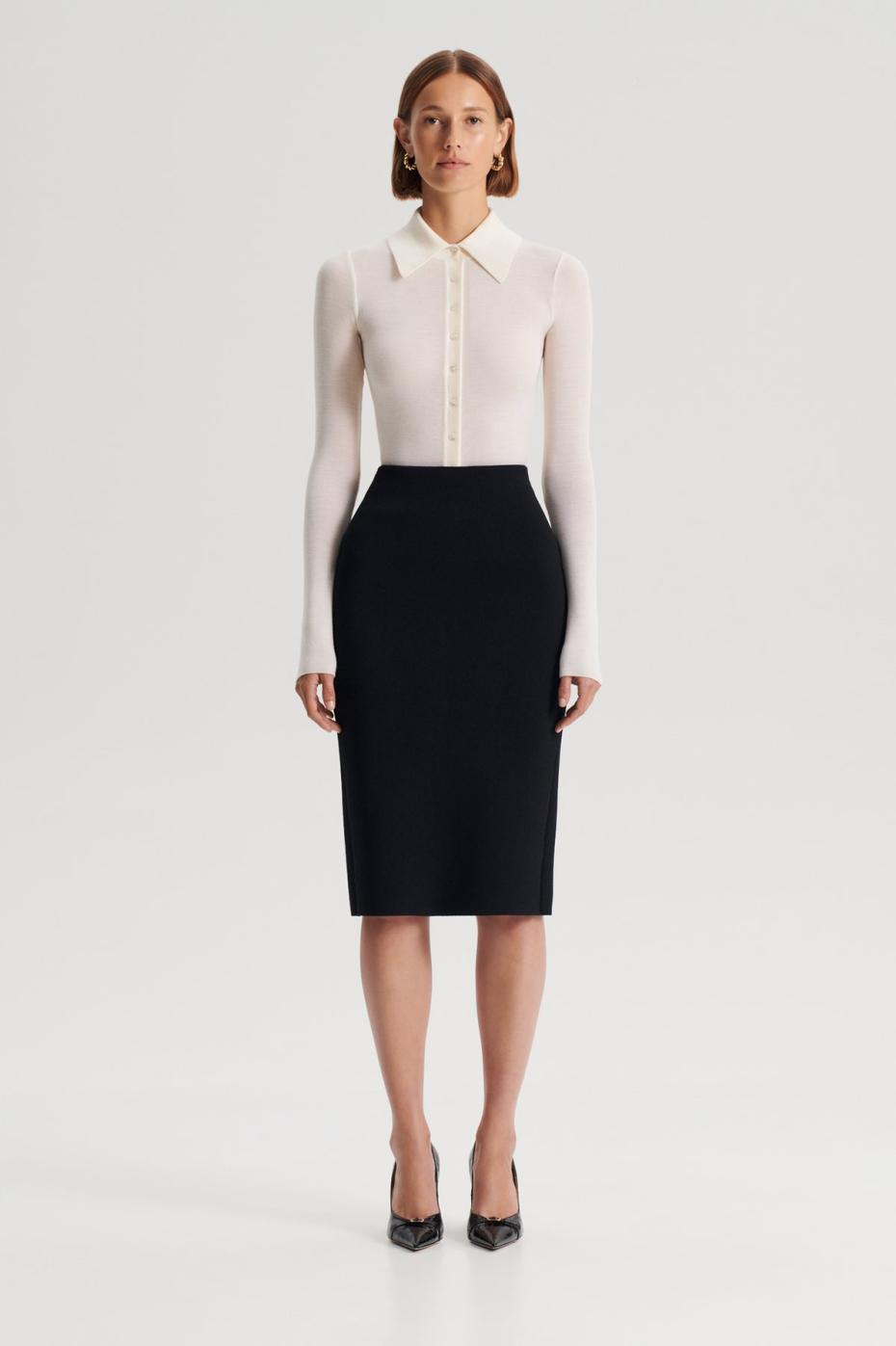 Skirts | Women Scanlan Theodore CREPE KNIT PENCIL SKIRT Black