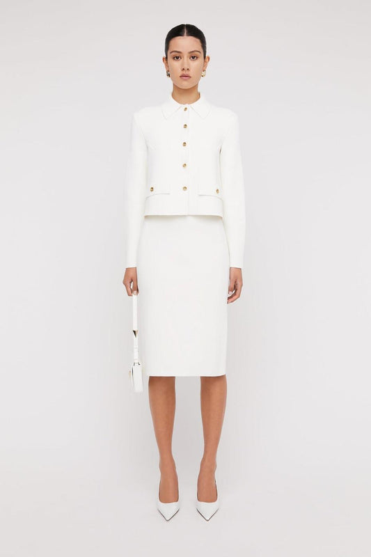 Skirts | Women Scanlan Theodore CREPE KNIT PENCIL SKIRT Cream