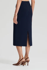 Skirts | Women Scanlan Theodore CREPE KNIT PENCIL SKIRT MIDI Navy