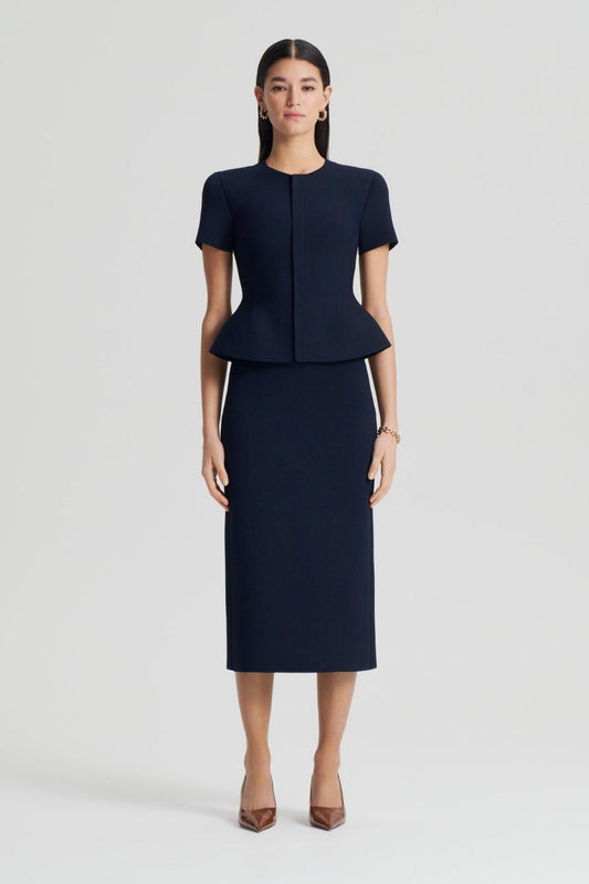 Skirts | Women Scanlan Theodore CREPE KNIT PENCIL SKIRT MIDI Navy