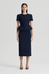 Skirts | Women Scanlan Theodore CREPE KNIT PENCIL SKIRT MIDI Navy