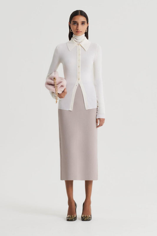 Skirts | Women Scanlan Theodore CREPE KNIT PENCIL SKIRT MIDI Oyster