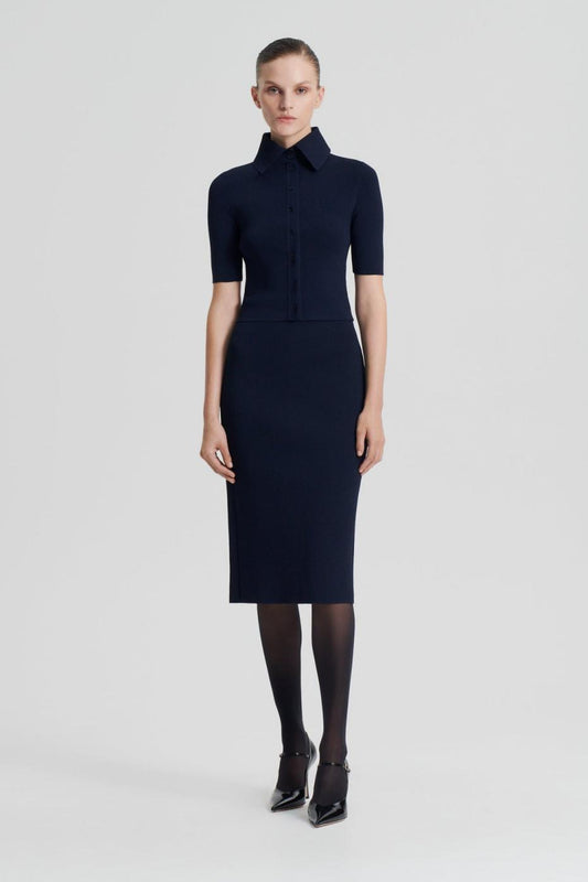 Skirts | Women Scanlan Theodore CREPE KNIT PENCIL SKIRT Navy