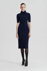 Skirts | Women Scanlan Theodore CREPE KNIT PENCIL SKIRT Navy