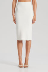 Skirts | Women Scanlan Theodore CREPE KNIT SLIT BACK SKIRT Cream
