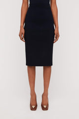 Skirts | Women Scanlan Theodore CREPE KNIT SLIT BACK SKIRT Navy