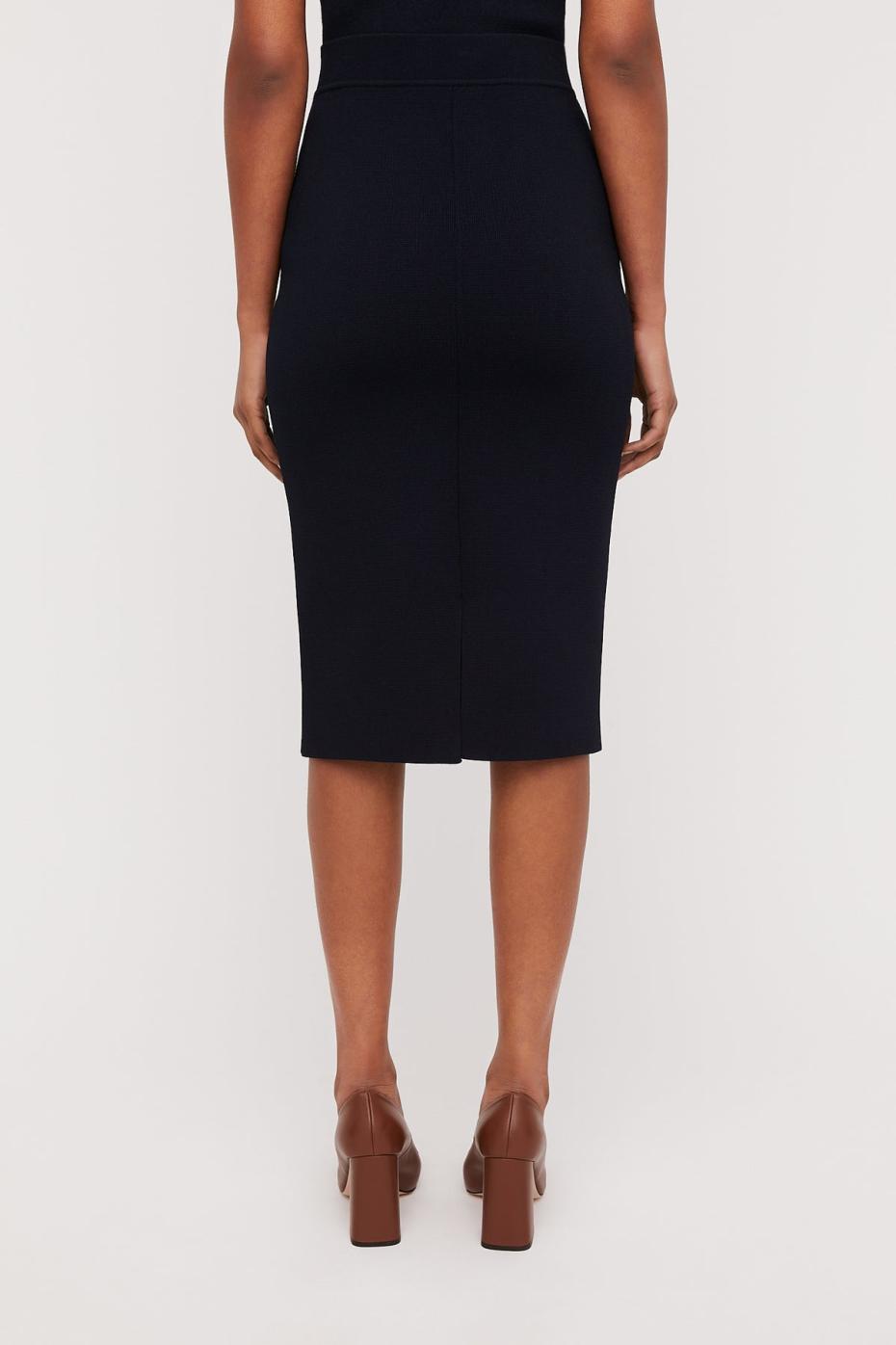 Skirts | Women Scanlan Theodore CREPE KNIT SLIT BACK SKIRT Navy