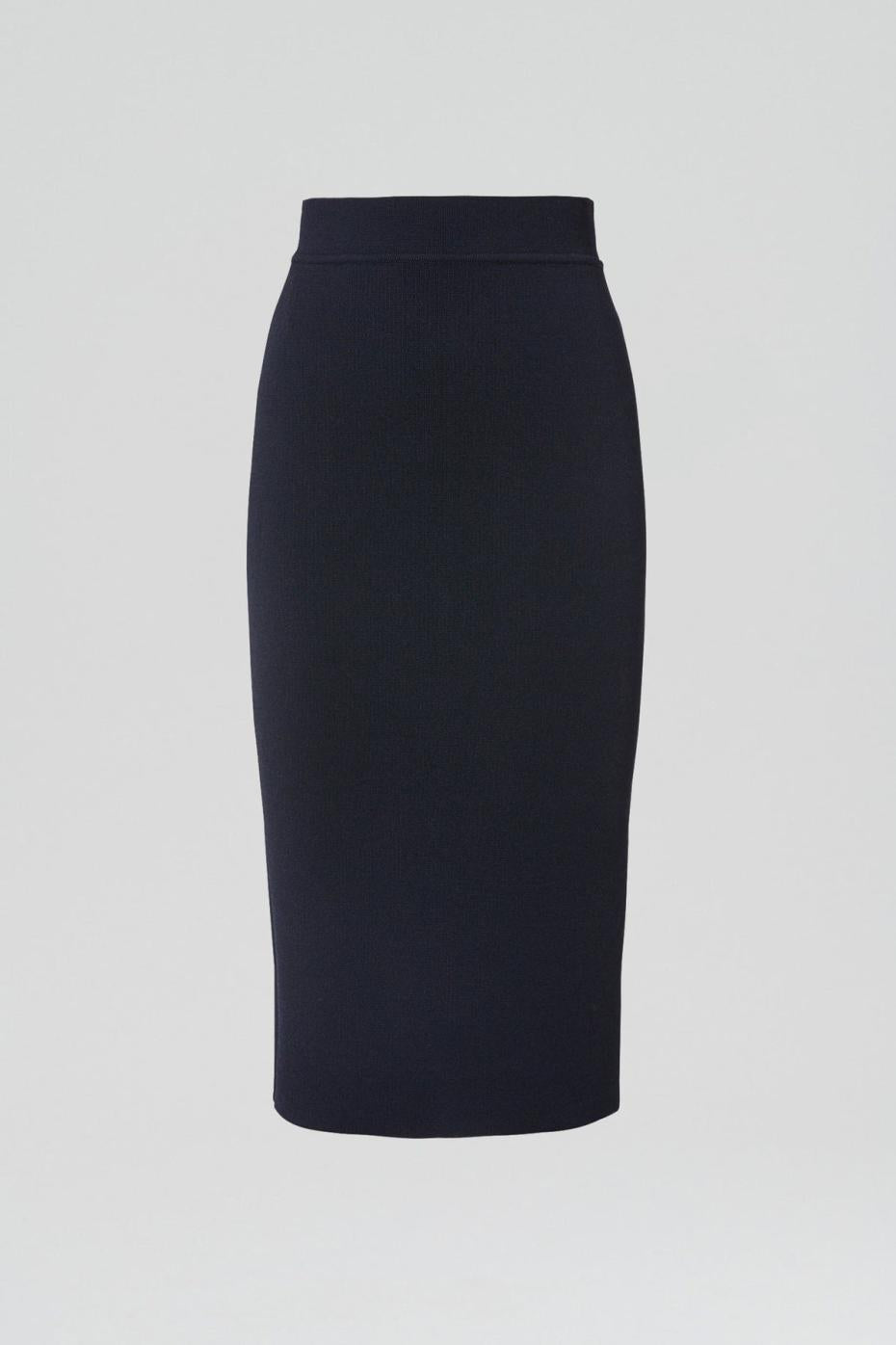 Skirts | Women Scanlan Theodore CREPE KNIT SLIT BACK SKIRT Navy