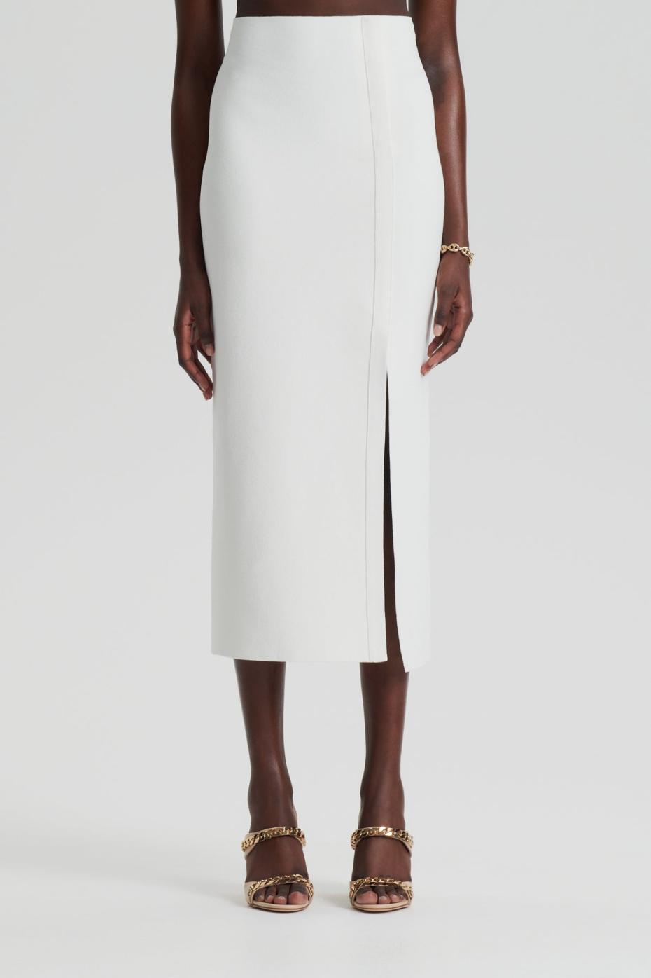 Skirts | Women Scanlan Theodore CREPE KNIT SPLIT SKIRT Cream