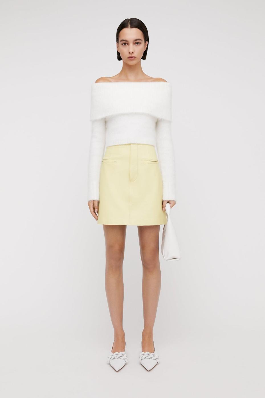 Skirts | Women Scanlan Theodore LEATHER MINI SKIRT Lemon