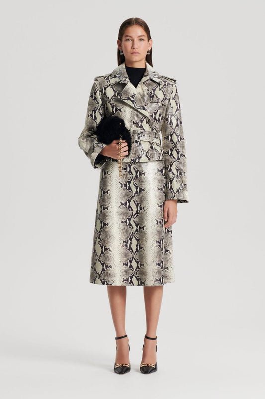 Skirts | Women Scanlan Theodore LEATHER REPTILE SKIRT Stone