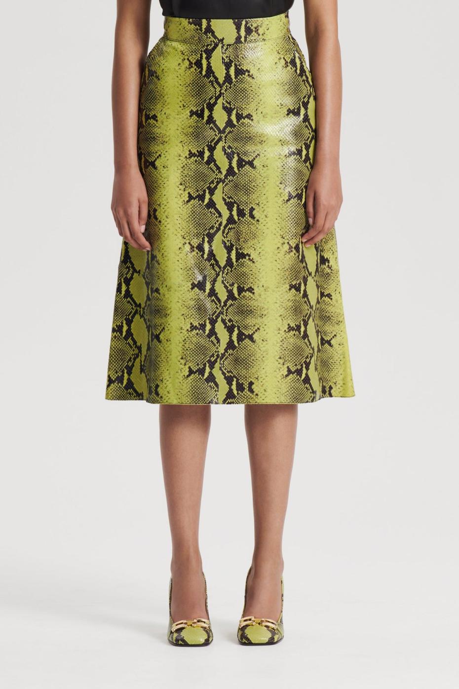 Skirts | Women Scanlan Theodore LEATHER REPTILE SKIRT Vert