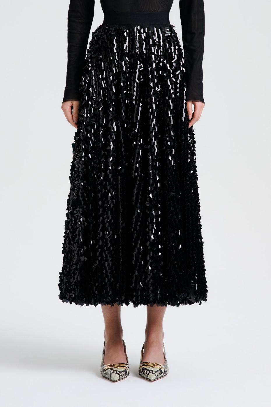 Skirts | Women Scanlan Theodore PATENT SEQUIN TULLE SKIRT Black