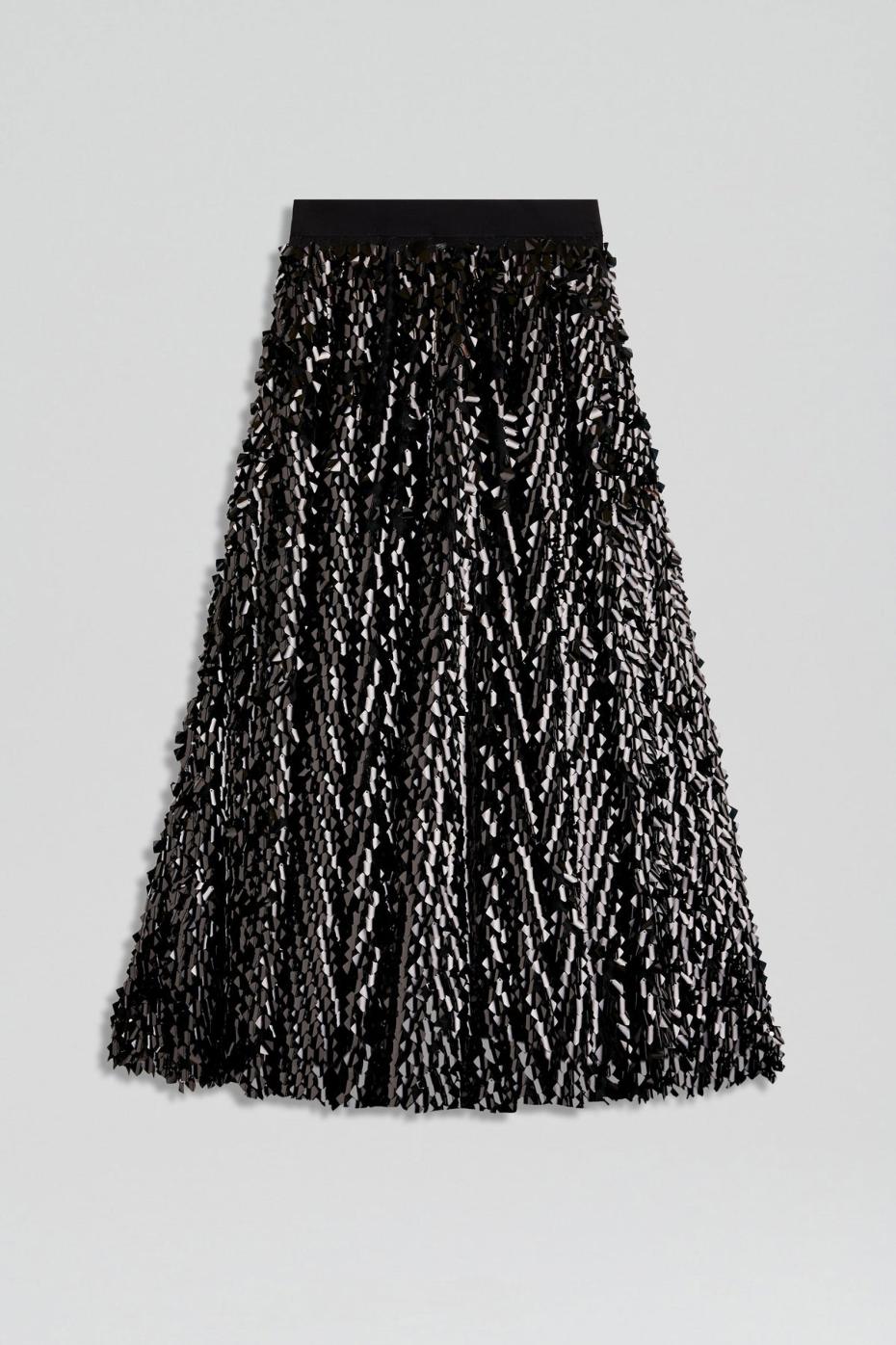 Skirts | Women Scanlan Theodore PATENT SEQUIN TULLE SKIRT Black