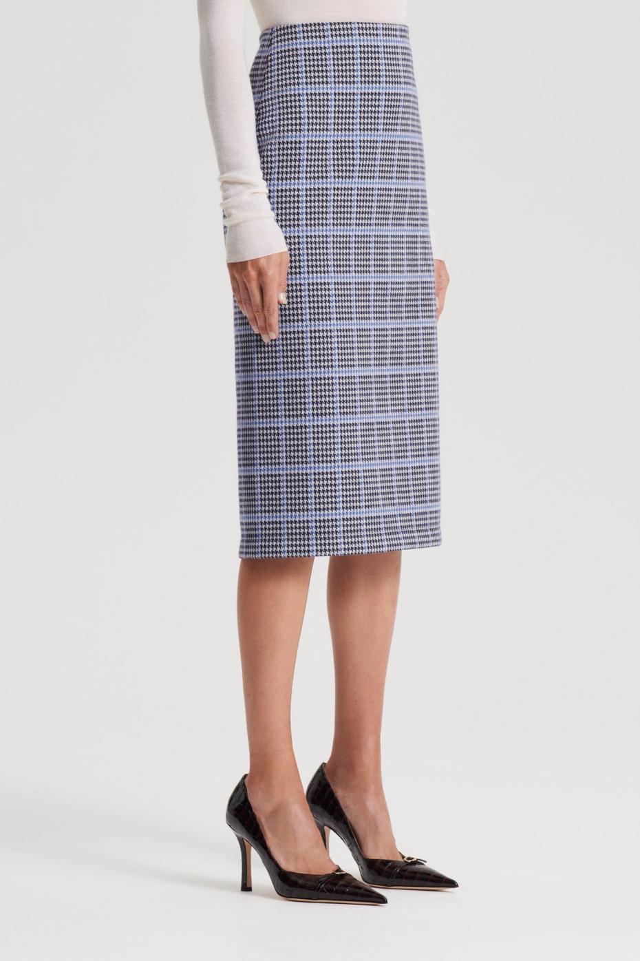 Skirts | Women Scanlan Theodore PLAID SCUBA SKIRT Cobalt