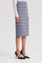 Skirts | Women Scanlan Theodore PLAID SCUBA SKIRT Cobalt