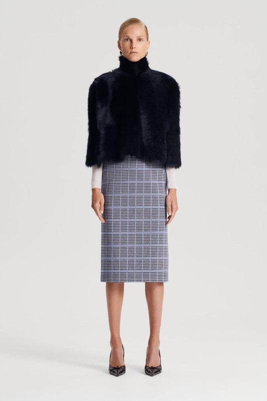 Skirts | Women Scanlan Theodore PLAID SCUBA SKIRT Cobalt