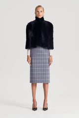 Skirts | Women Scanlan Theodore PLAID SCUBA SKIRT Cobalt