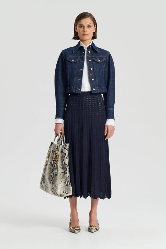 Skirts | Women Scanlan Theodore PLEAT LACE SKIRT Navy
