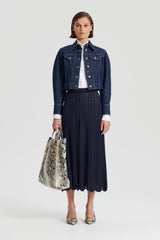 Skirts | Women Scanlan Theodore PLEAT LACE SKIRT Navy