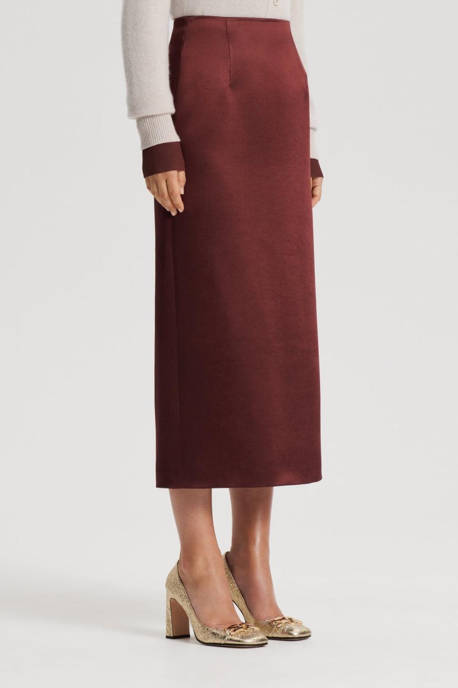 Skirts | Women Scanlan Theodore SATIN PENCIL SKIRT Burgundy