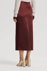 Skirts | Women Scanlan Theodore SATIN PENCIL SKIRT Burgundy