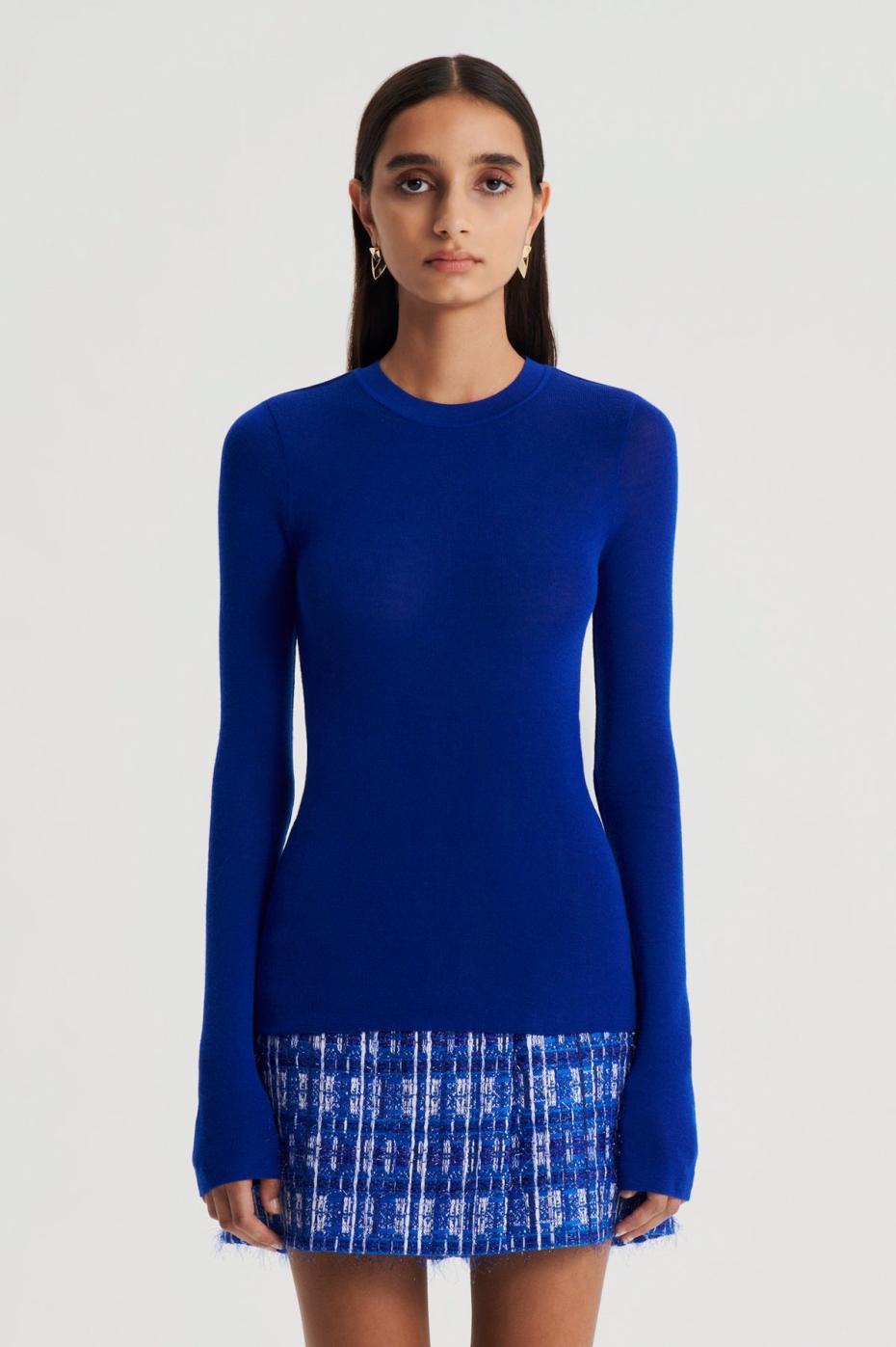 Sweaters | Women Scanlan Theodore BABYWOOL CREW SWEATER Cobalt