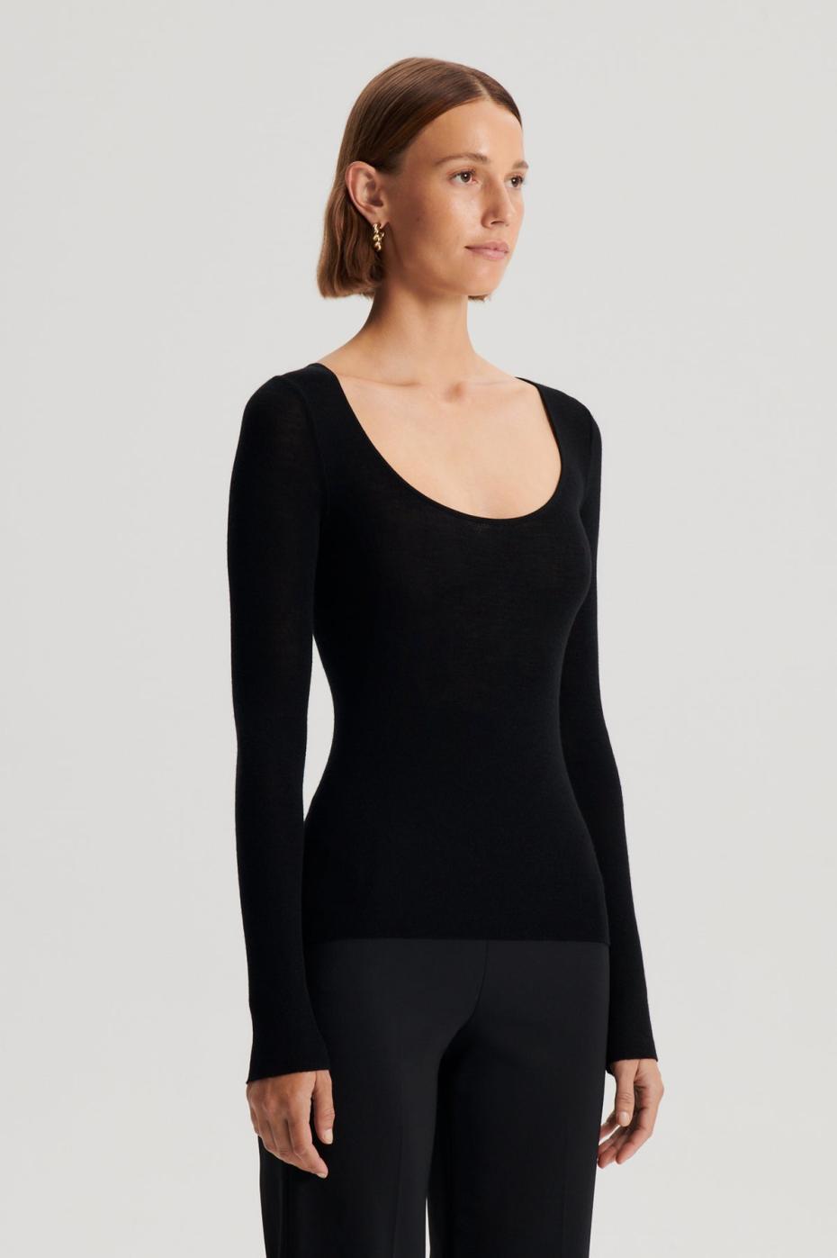 Sweaters | Women Scanlan Theodore BABYWOOL SCOOP NECK Black All