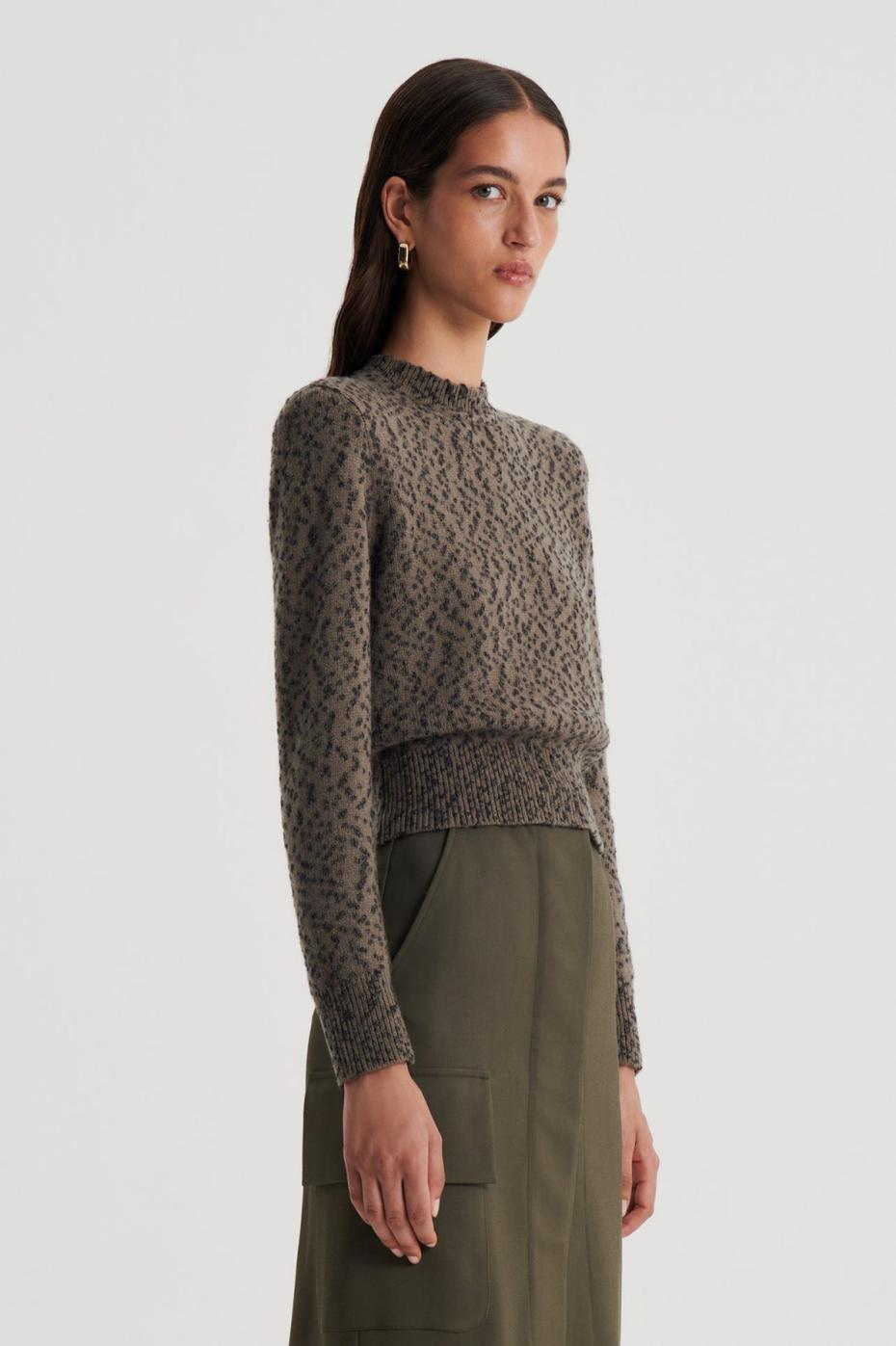 Sweaters | Women Scanlan Theodore BOUCLE SHOULDER PAD SWEATER Khaki