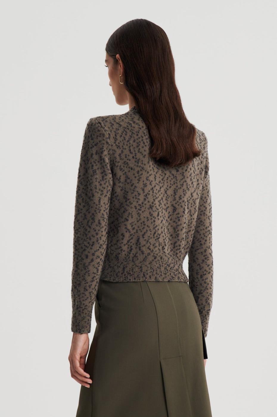 Sweaters | Women Scanlan Theodore BOUCLE SHOULDER PAD SWEATER Khaki