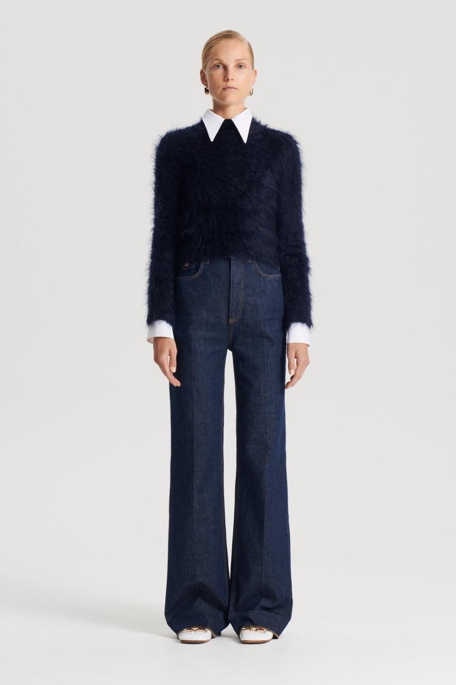 Sweaters | Women Scanlan Theodore BRUSHED MOHAIR SLIM SWEATER Navy