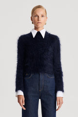 Sweaters | Women Scanlan Theodore BRUSHED MOHAIR SLIM SWEATER Navy