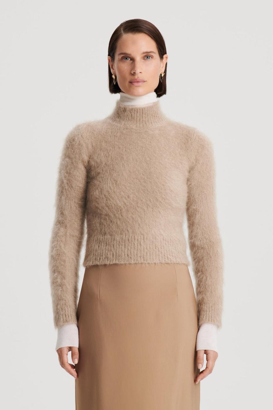 Sweaters | Women Scanlan Theodore BRUSHED MOHAIR SLIM SWEATER Nougat