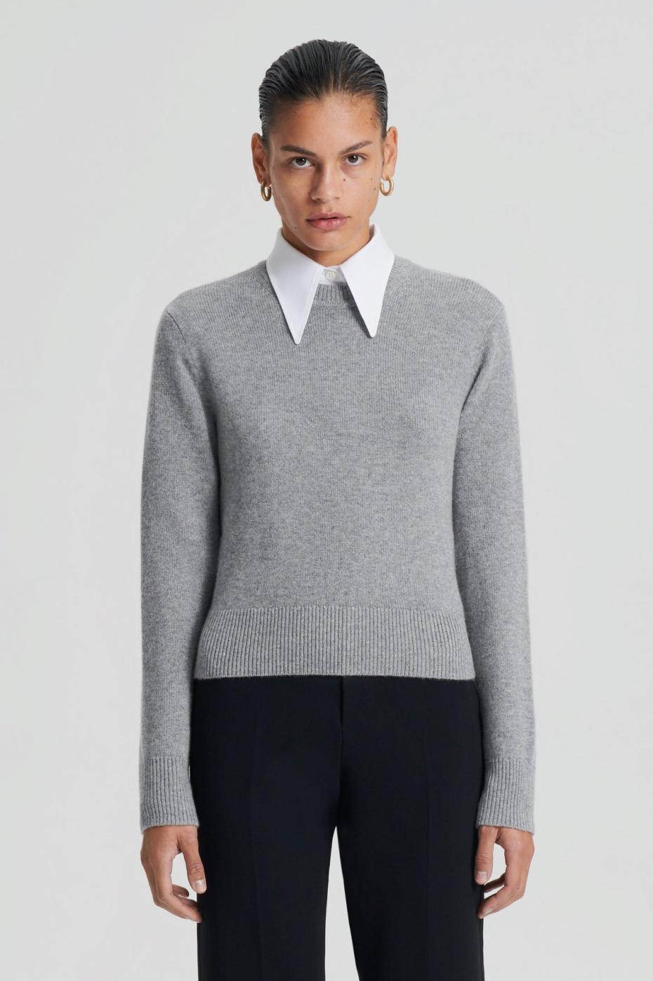 Sweaters | Women Scanlan Theodore CASHMERE CREW SWEATER Grey.melange