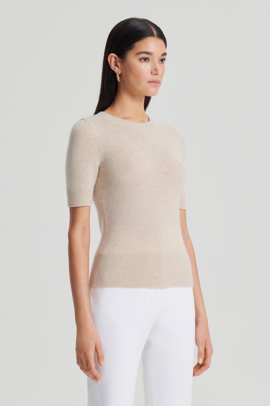 Sweaters | Women Scanlan Theodore CASHMERE SLIM FIT SWEATER 5 Wheat