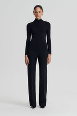 Sweaters | Women Scanlan Theodore CREPE KNIT BUTTON POLO SWEATER Black