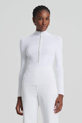 Sweaters | Women Scanlan Theodore CREPE KNIT BUTTON POLO SWEATER White