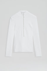 Sweaters | Women Scanlan Theodore CREPE KNIT BUTTON POLO SWEATER White
