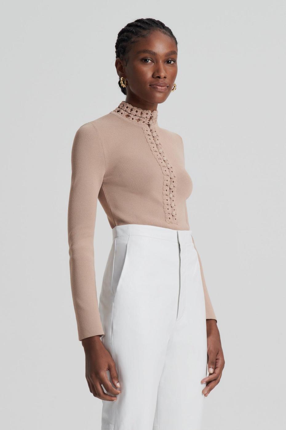 Sweaters | Women Scanlan Theodore CREPE KNIT DAISY TOP Oat