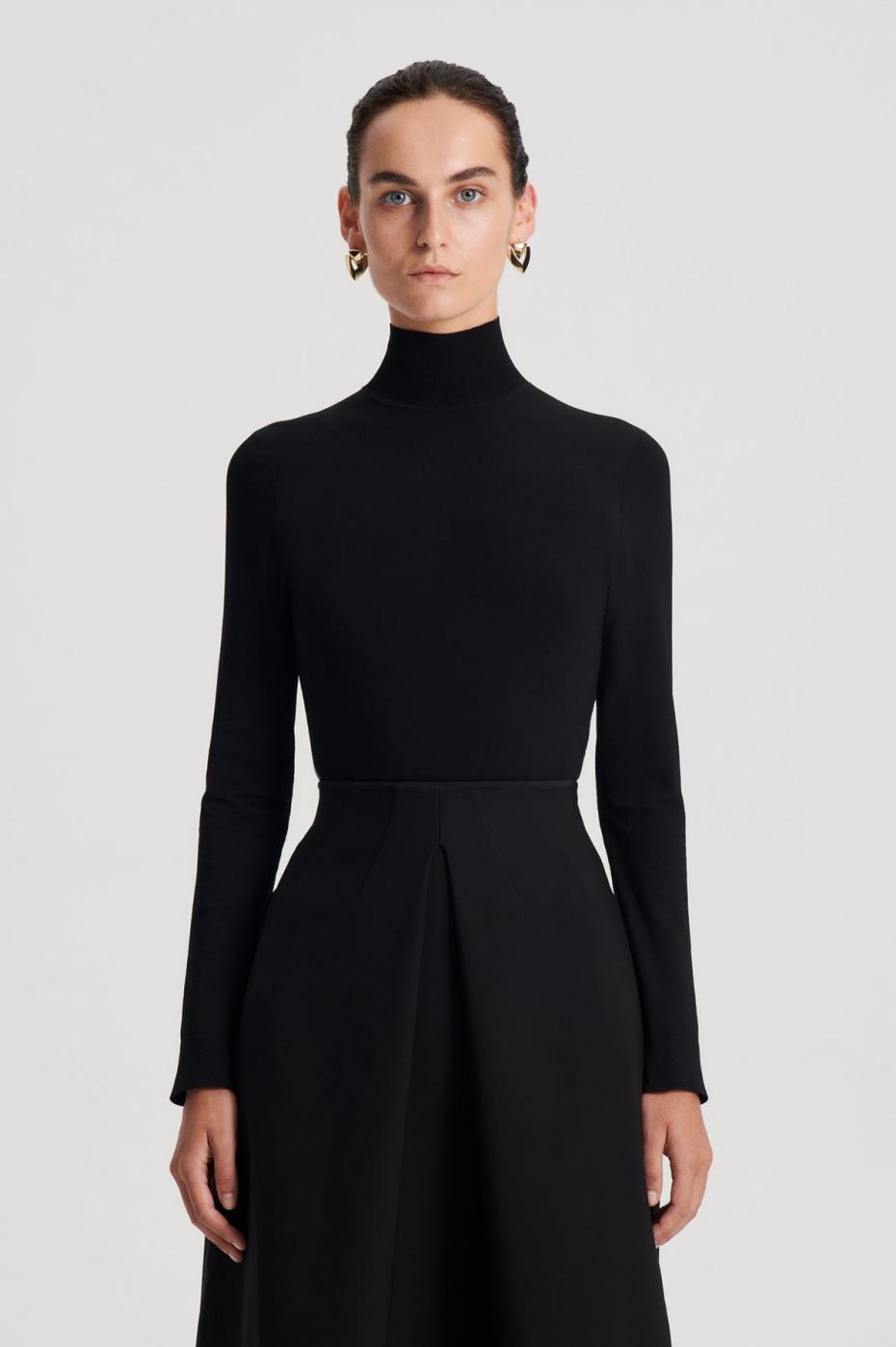 Sweaters | Women Scanlan Theodore MICRO KNIT LONG SLEEVE SWEATER Black