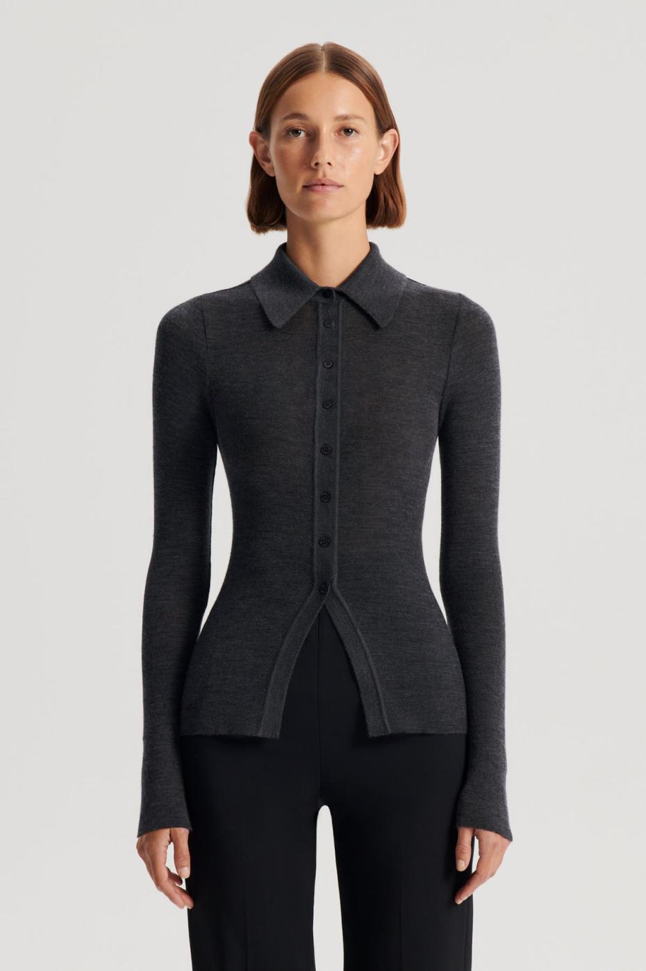 Tops | Women Scanlan Theodore BABYWOOL CARDIGAN Charcoal All