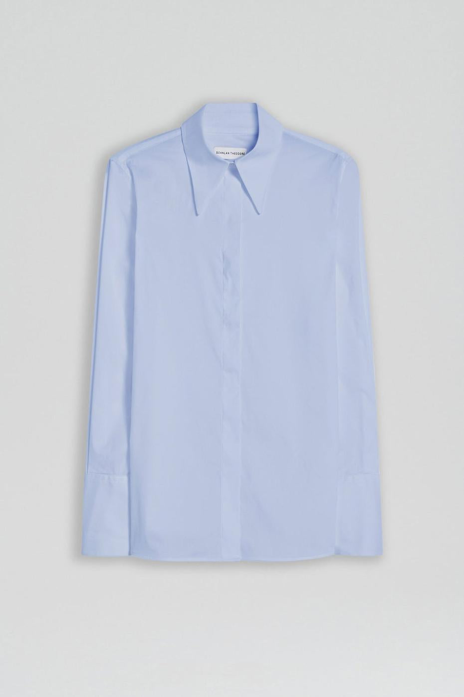 Tops | Women Scanlan Theodore COTTON SHIRT Pale Blue Missing Photos