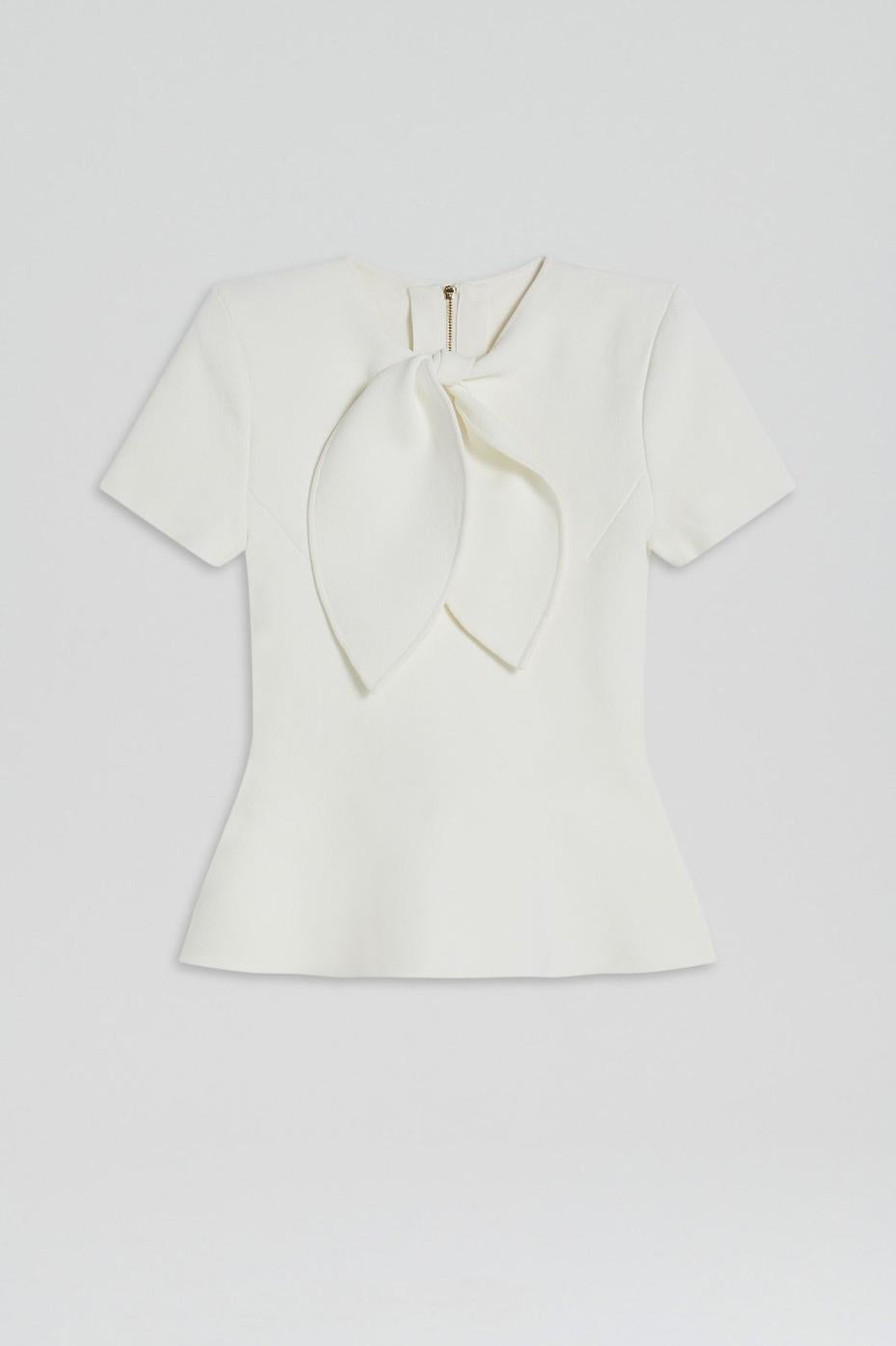 Tops | Women Scanlan Theodore CREPE KNIT CRAVAT TOP Cream