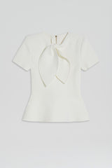 Tops | Women Scanlan Theodore CREPE KNIT CRAVAT TOP Cream