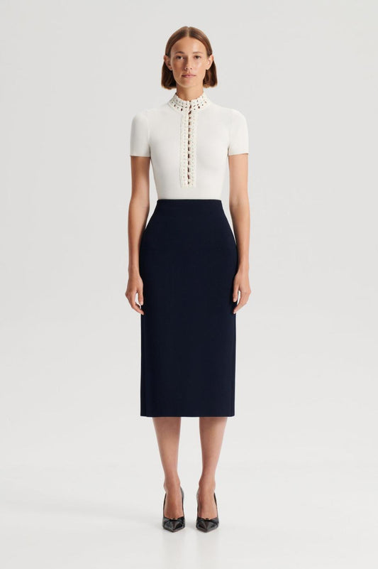 Tops | Women Scanlan Theodore CREPE KNIT DAISY SHORT SLEEVE TOP Cream