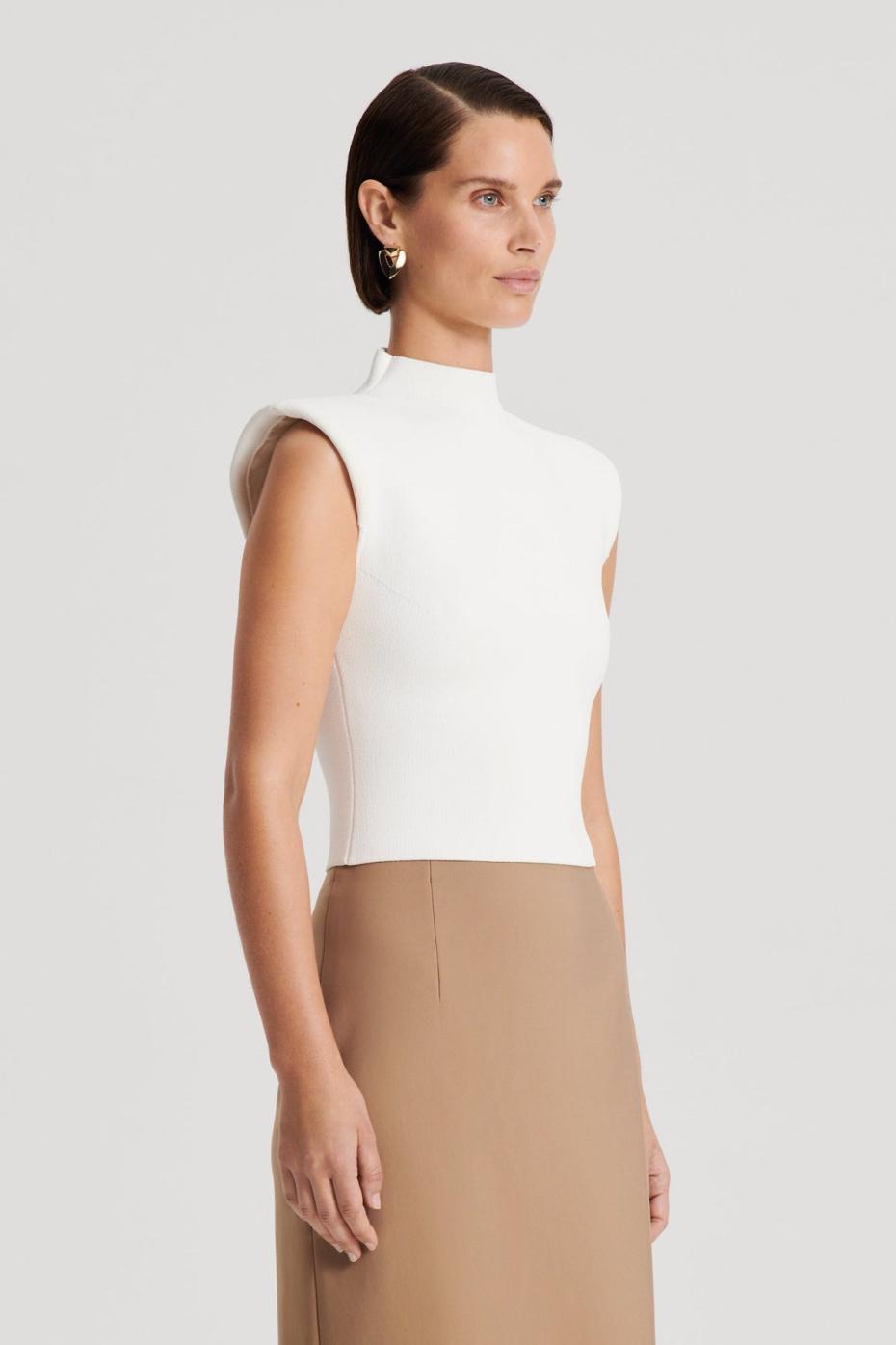 Tops | Women Scanlan Theodore CREPE KNIT MILANO SLVLSS TOP Cream