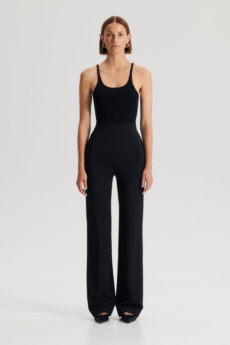 Tops | Women Scanlan Theodore CREPE KNIT RIB SINGLET Black